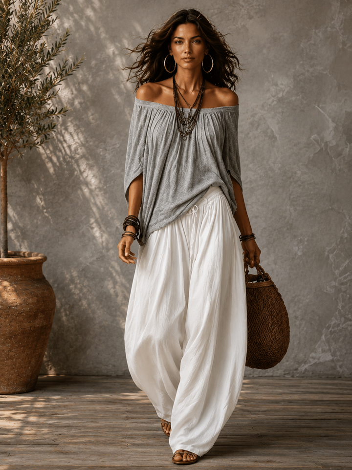 Femke | Zweiteiler-Set mit Off-Shoulder-Top und Laternenhose