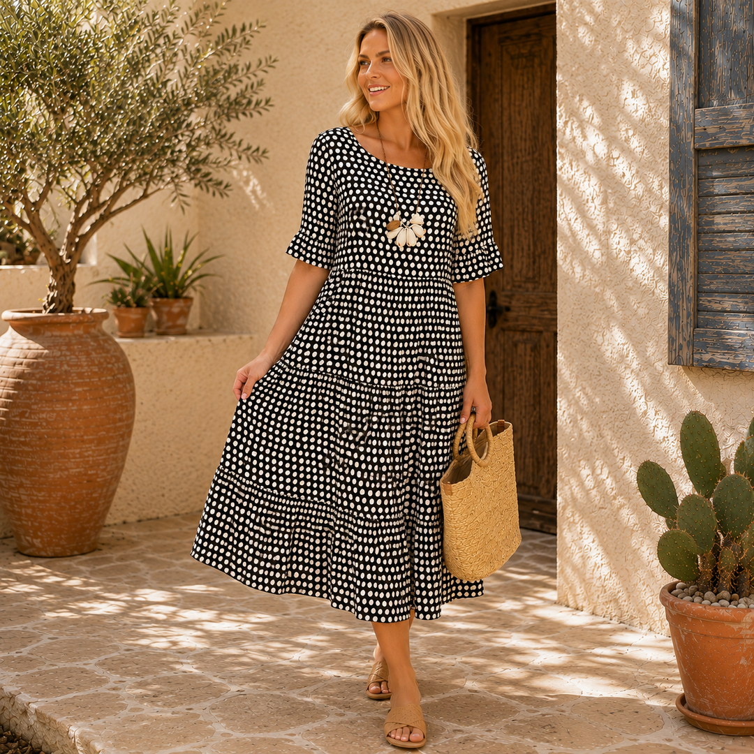 Wilma | Elegantes Midikleid mit kurzen Ärmeln