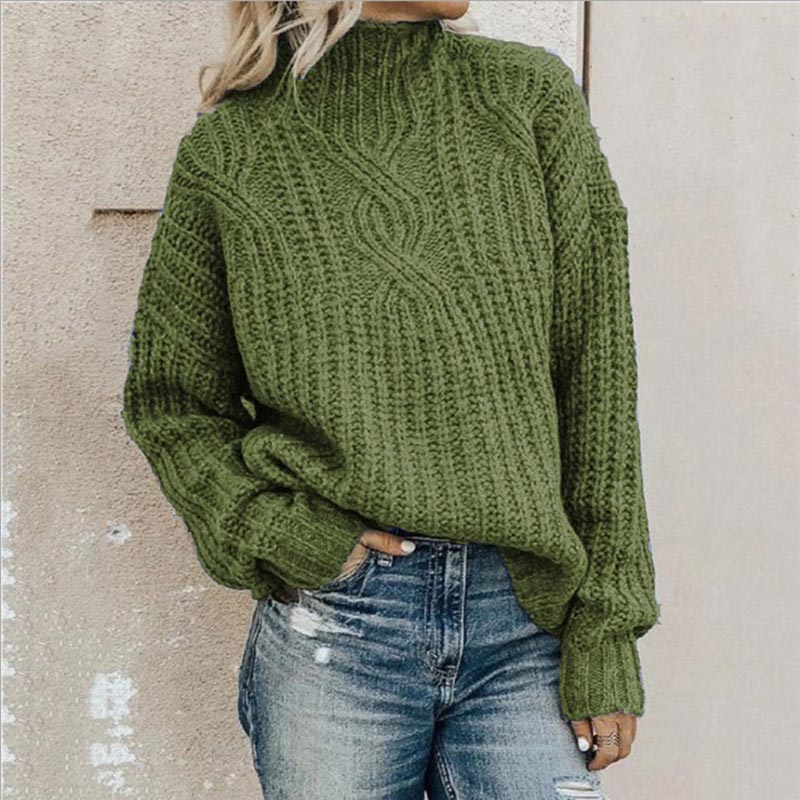 Kerrin | Zopfstrickpullover mit hohem Kragen