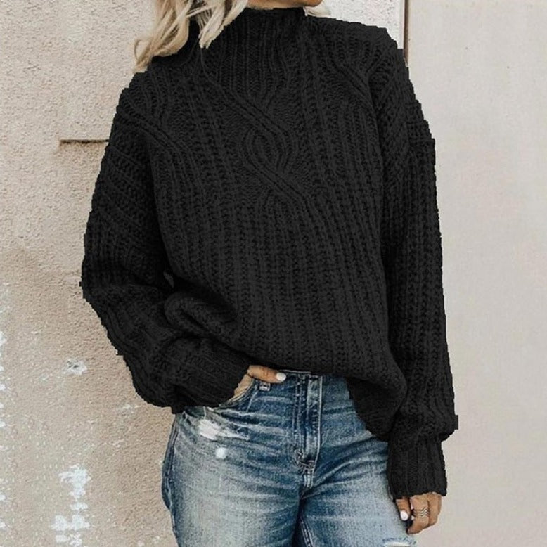 Kerrin | Zopfstrickpullover mit hohem Kragen