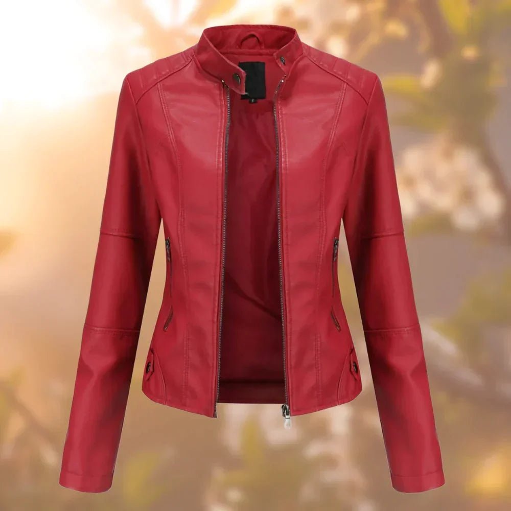 Sigrun | Lederjacke mit Stehkragen und praktischen Taschen