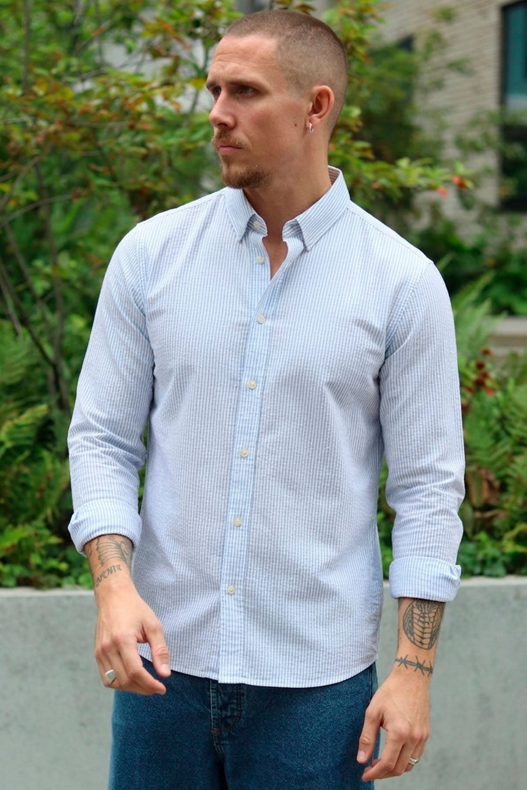 Tim | Val Stripe Hemd in Himmelblau
