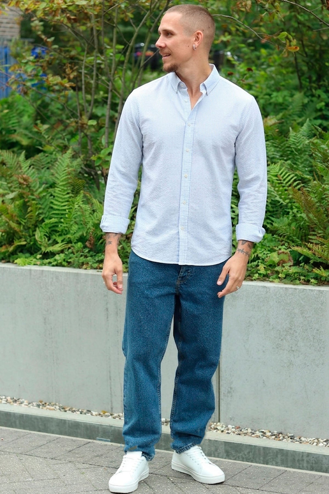 Tim | Val Stripe Hemd in Himmelblau