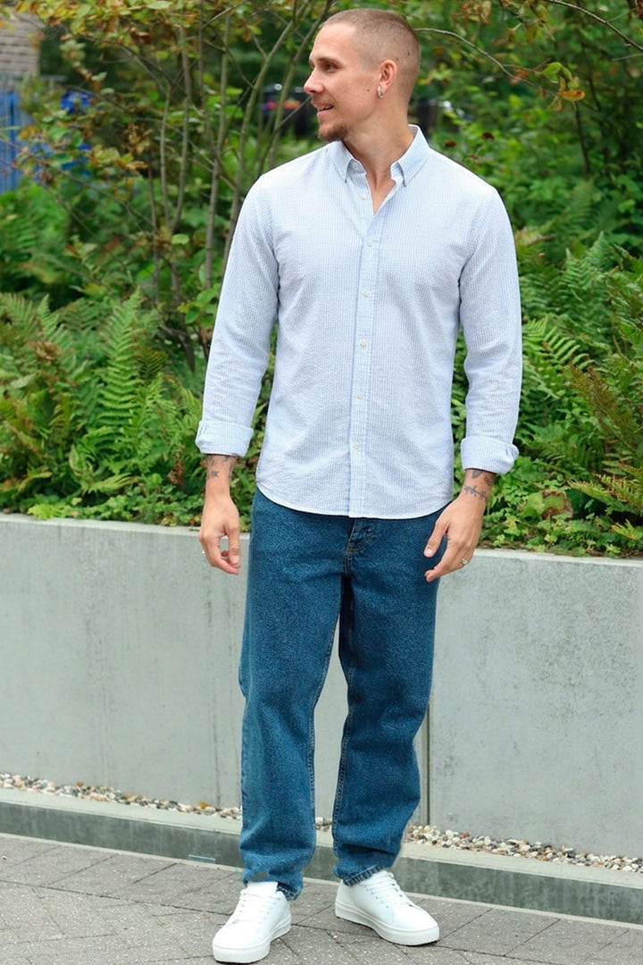 Tim | Val Stripe Hemd in Himmelblau