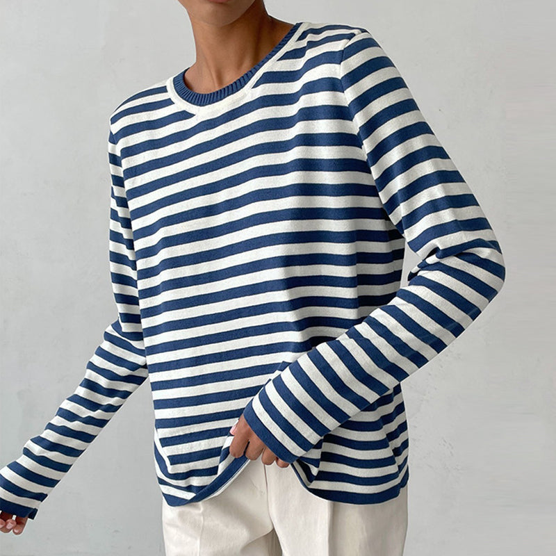 Rosalie | Langarmshirt mit Rundhalsausschnitt und Streifen