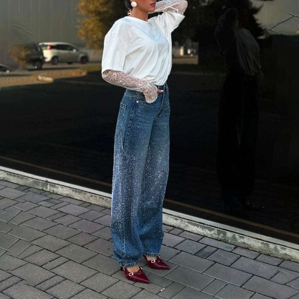 Ilse-Luise | Oversized Jeans mit Glitzersteinen