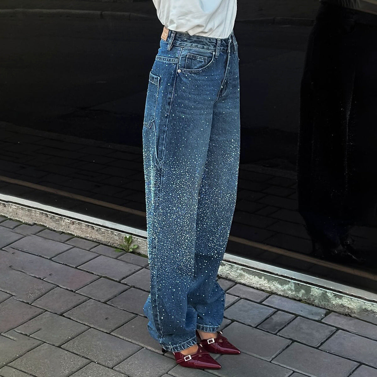 Ilse-Luise | Oversized Jeans mit Glitzersteinen