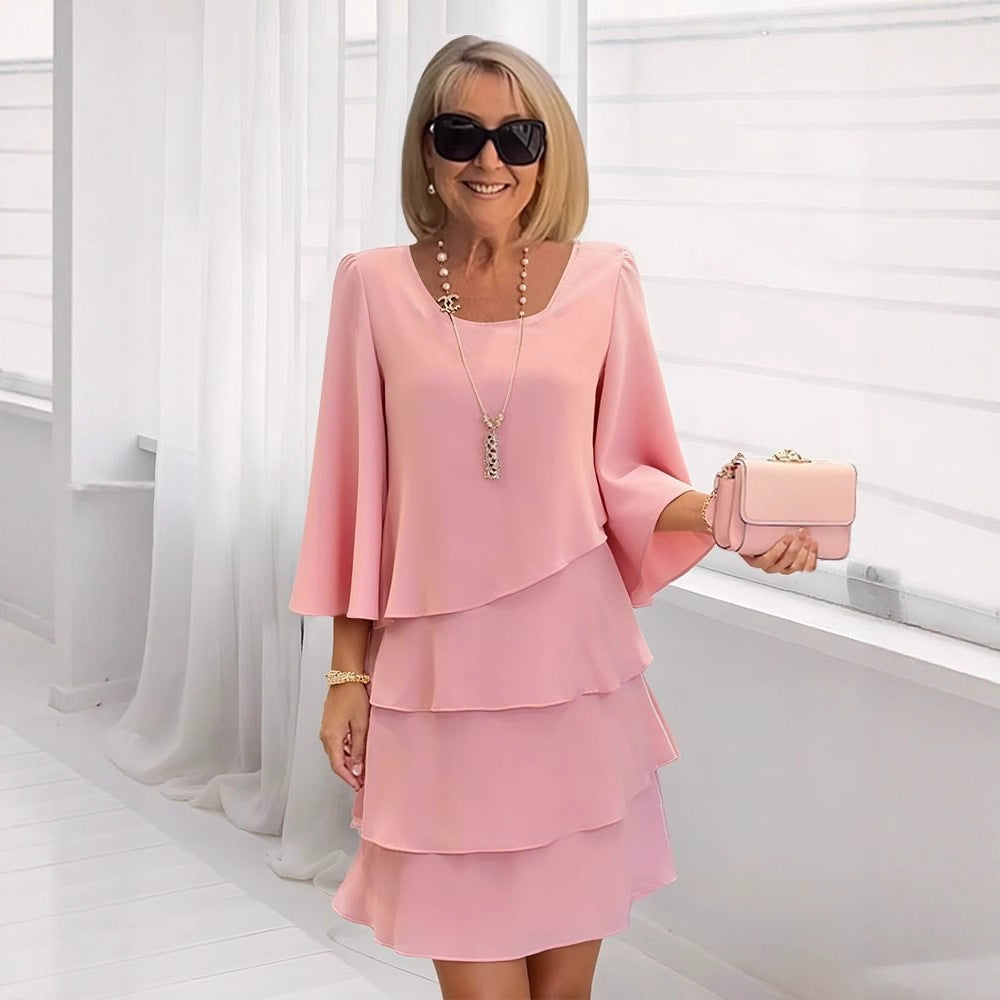 Margaux | Elegantes Midi-Kleid mit Rüschen
