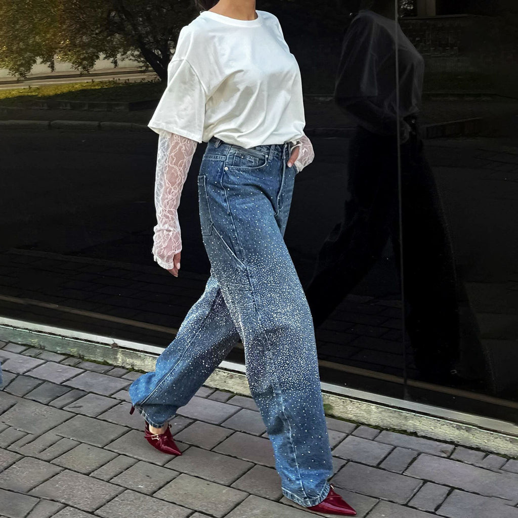 Ilse-Luise | Oversized Jeans mit Glitzersteinen