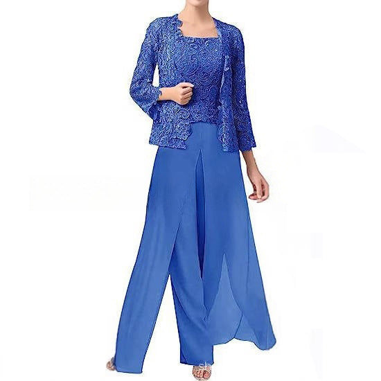 Odette | Elegantes Chiffon-Set mit weiter Hose - Detailansicht