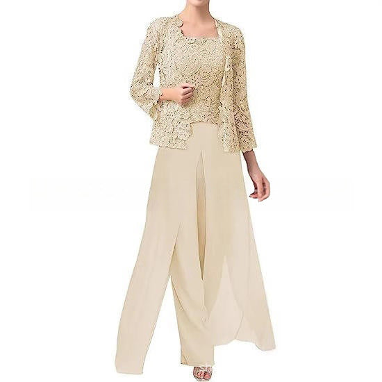 Odette | Elegantes Chiffon-Set mit weiter Hose - Detailansicht