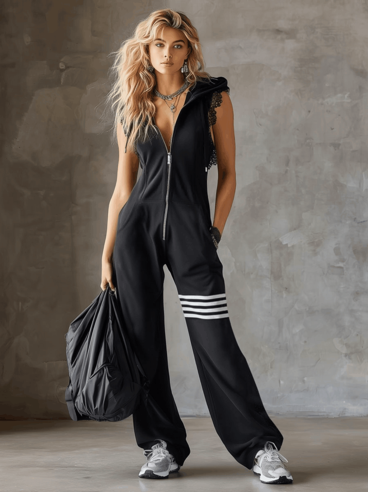 Mara | Ärmelloser Kapuzen-Jumpsuit mit Reißverschluss