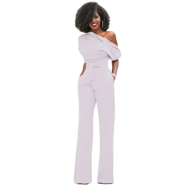 Greta | Jumpsuit mit Schrägem Kragen und Weiten Beinen