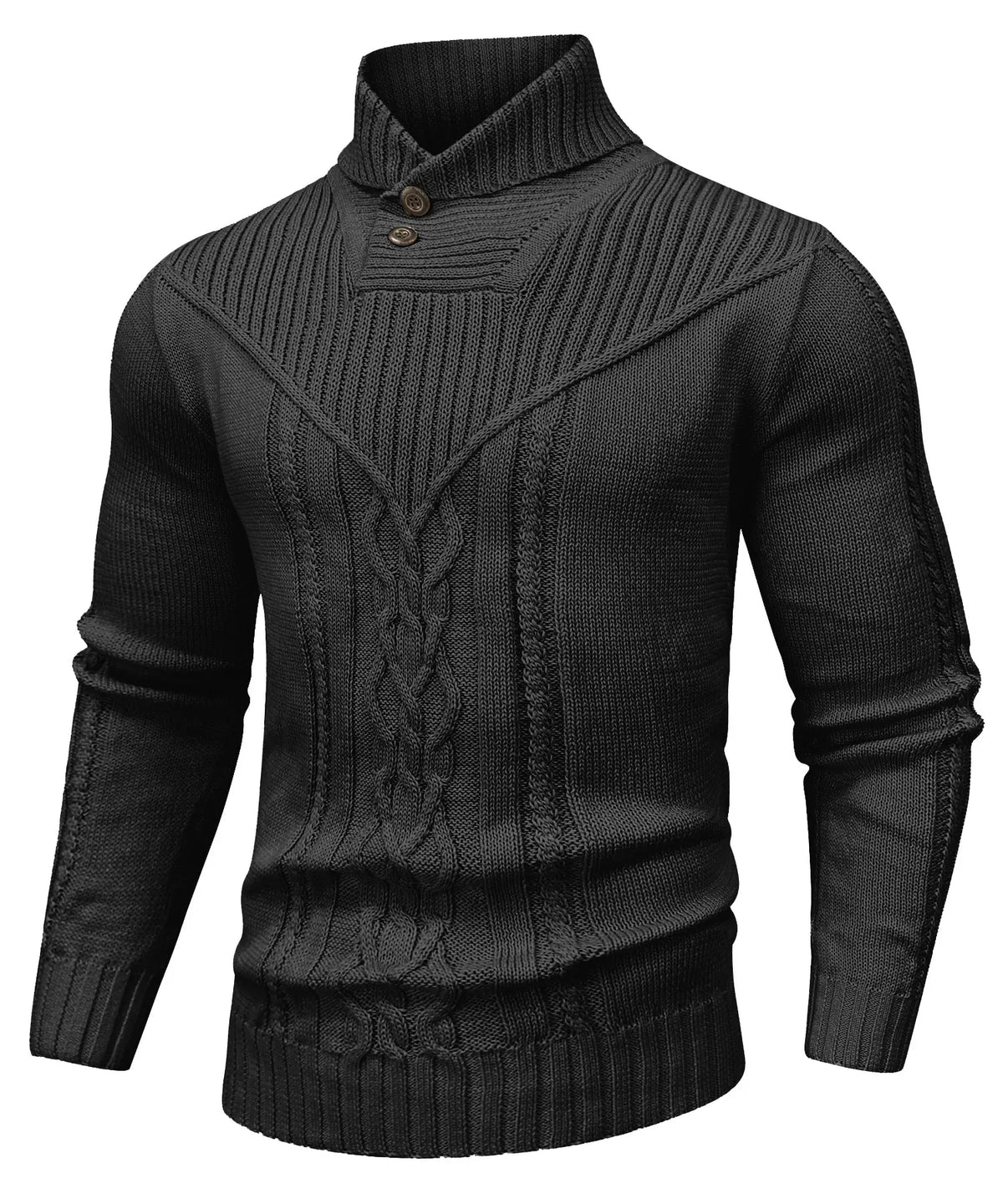 Anton | Zopfstrick-Rollkragenpullover mit Knöpfen