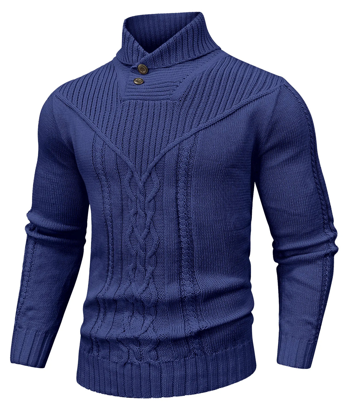 Anton | Zopfstrick-Rollkragenpullover mit Knöpfen