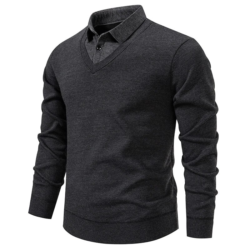 Niklas | Eleganter Herrenpullover mit Hemdkragen