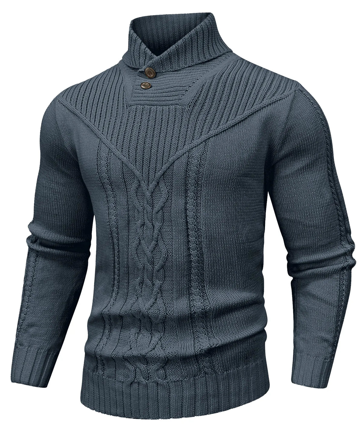 Anton | Zopfstrick-Rollkragenpullover mit Knöpfen