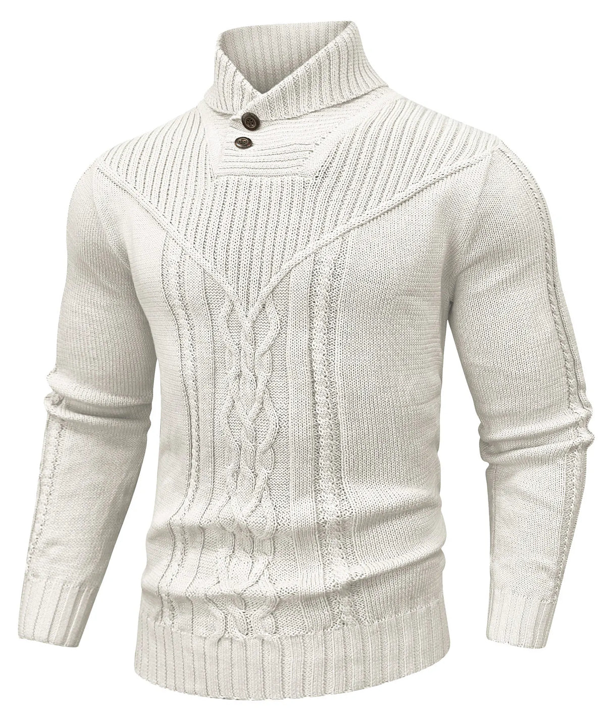 Anton | Zopfstrick-Rollkragenpullover mit Knöpfen