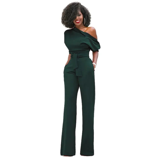 Greta | Jumpsuit mit Schrägem Kragen und Weiten Beinen