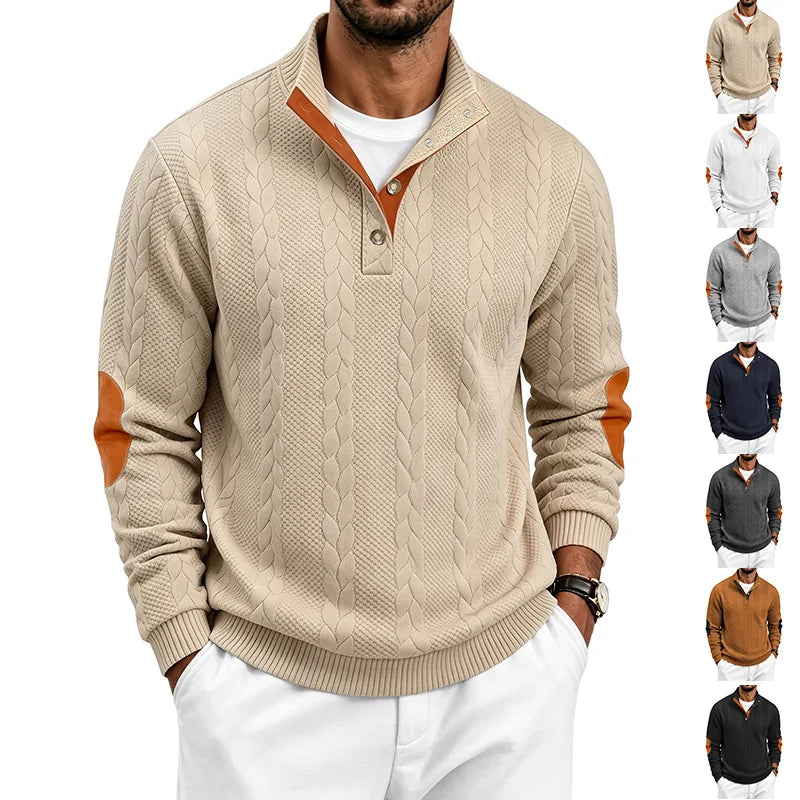 Michael | Klassischer Zopfstrickpullover mit Stehkragen
