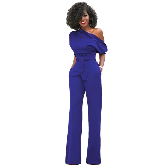 Greta | Jumpsuit mit Schrägem Kragen und Weiten Beinen
