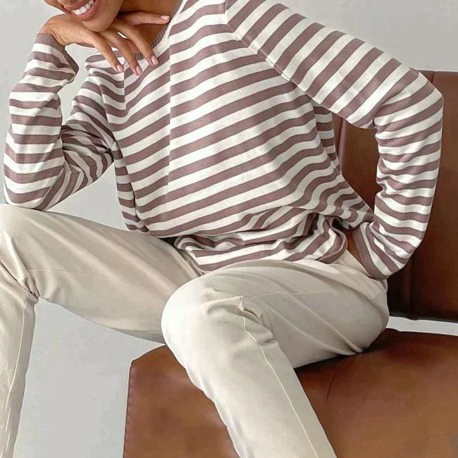 Rosalie | Langarmshirt mit Rundhalsausschnitt und Streifen