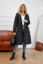Lise-Sophie | Lange Jacke mit Kapuze und wasserabweisendem Stoff