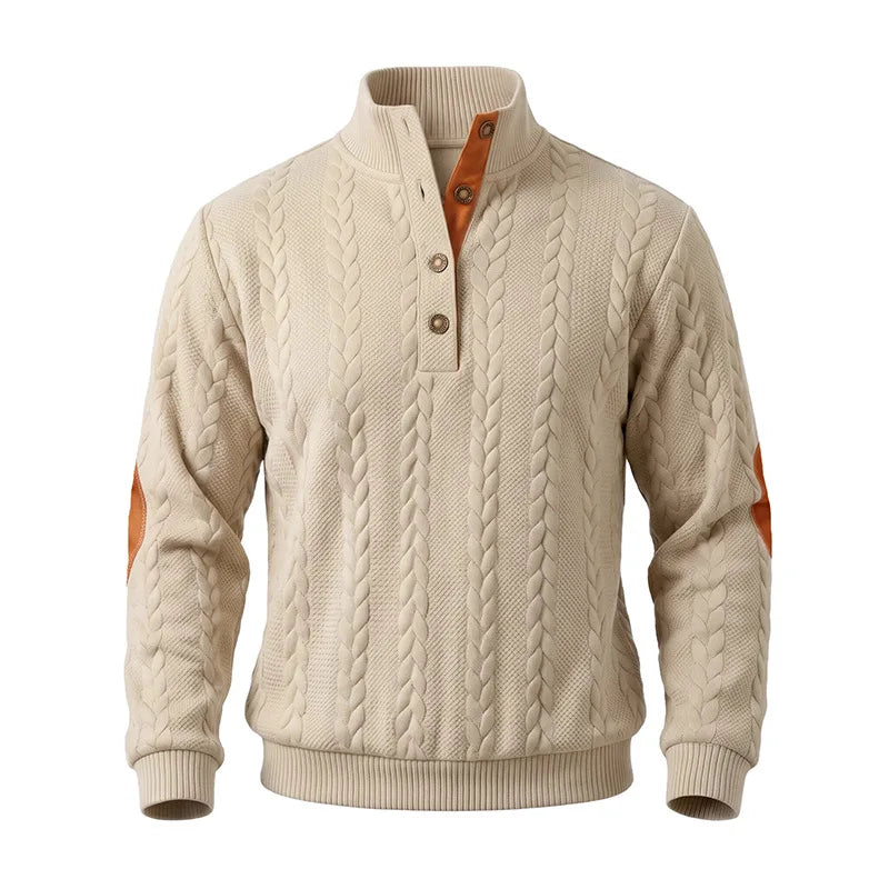 Michael | Klassischer Zopfstrickpullover mit Stehkragen