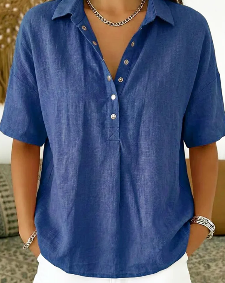 Tessa | Hemdbluse mit Kragen und Knopfdetail  ( 1+1 GRATIS )
