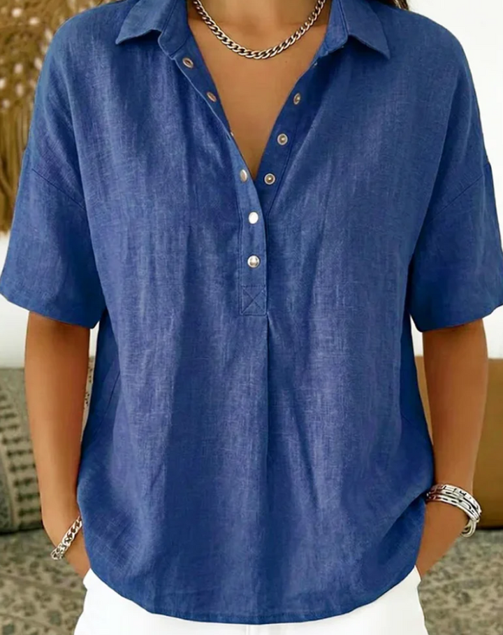 Tessa | Hemdbluse mit Kragen und Knopfdetail  ( 1+1 GRATIS )