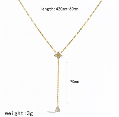Christel | Lariat-Kette mit Zirkonia-Tropfen
