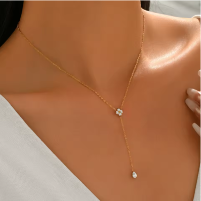 Christel | Lariat-Kette mit Zirkonia-Tropfen
