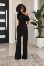 Greta | Jumpsuit mit Schrägem Kragen und Weiten Beinen