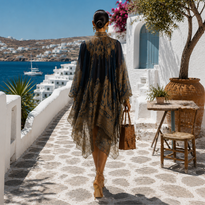 Valentina | Fließendes Chiffon-Minikleid mit Barock-Print