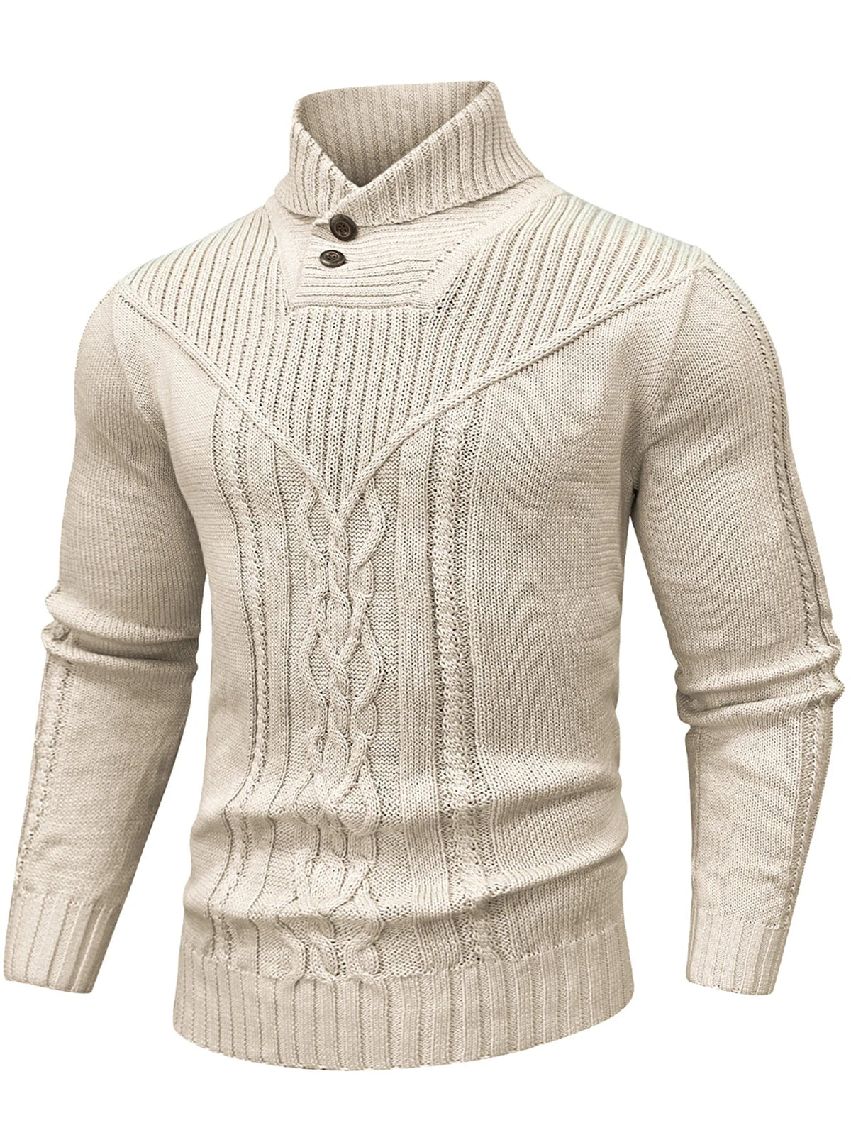 Anton | Zopfstrick-Rollkragenpullover mit Knöpfen