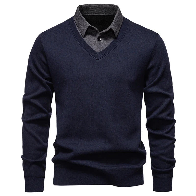 Niklas | Eleganter Herrenpullover mit Hemdkragen
