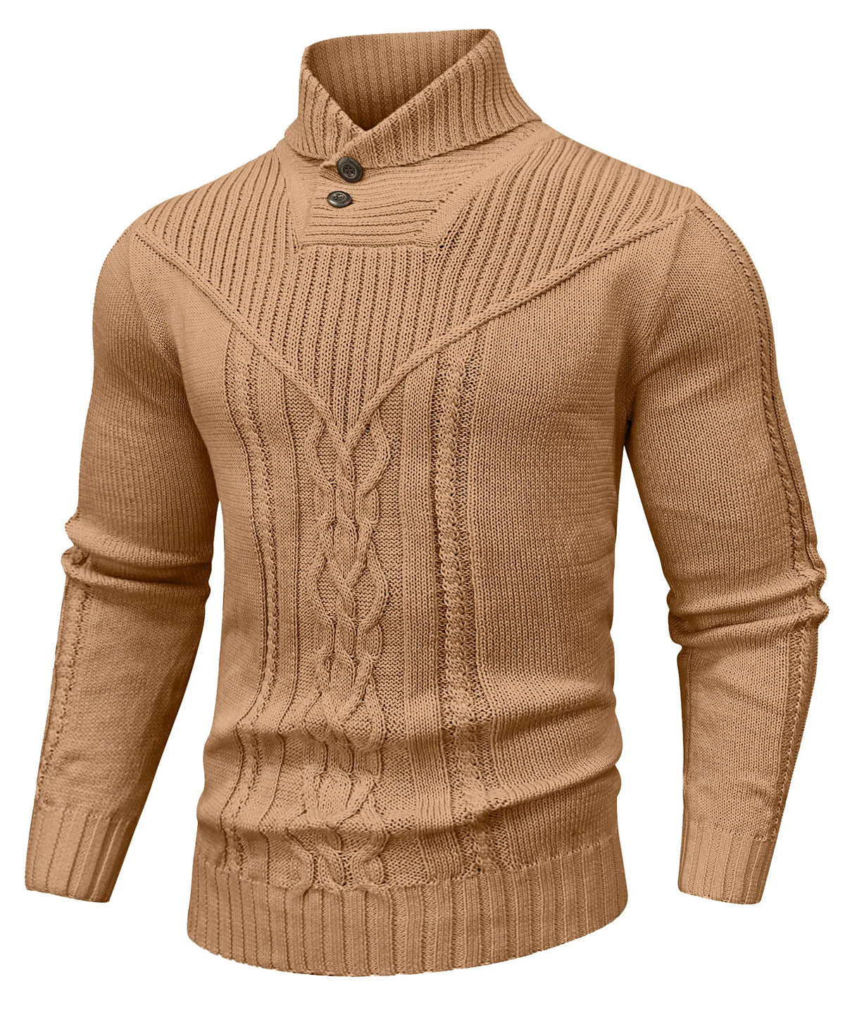 Anton | Zopfstrick-Rollkragenpullover mit Knöpfen