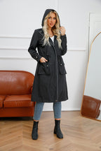 Lise-Sophie | Lange Jacke mit Kapuze und wasserabweisendem Stoff