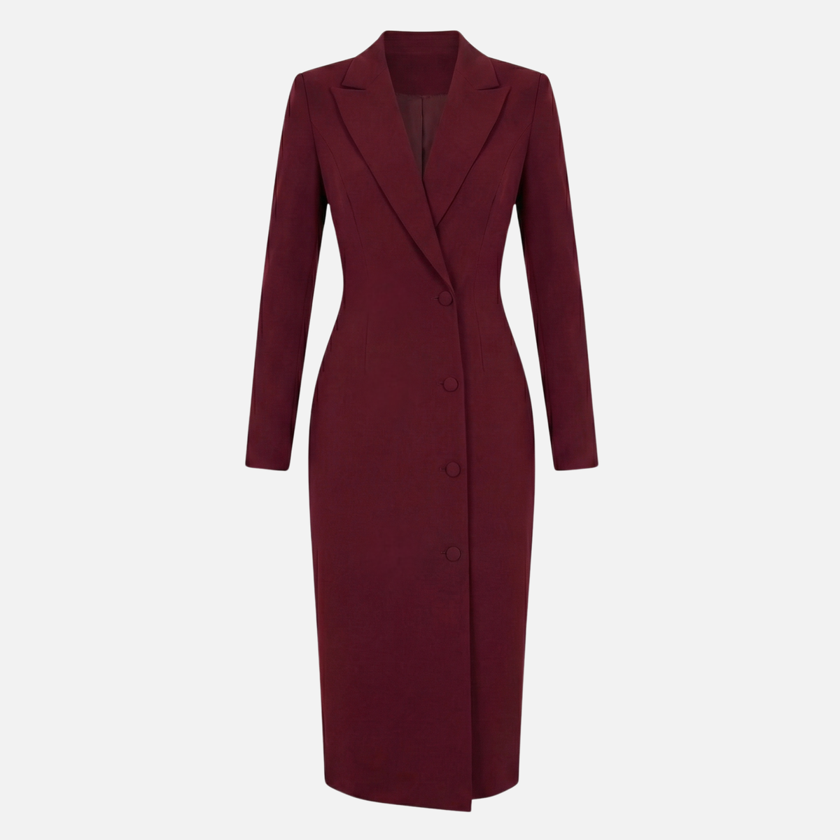 Dorothee | Strukturiertes Midikleid mit Ton-in-Ton-Knöpfen