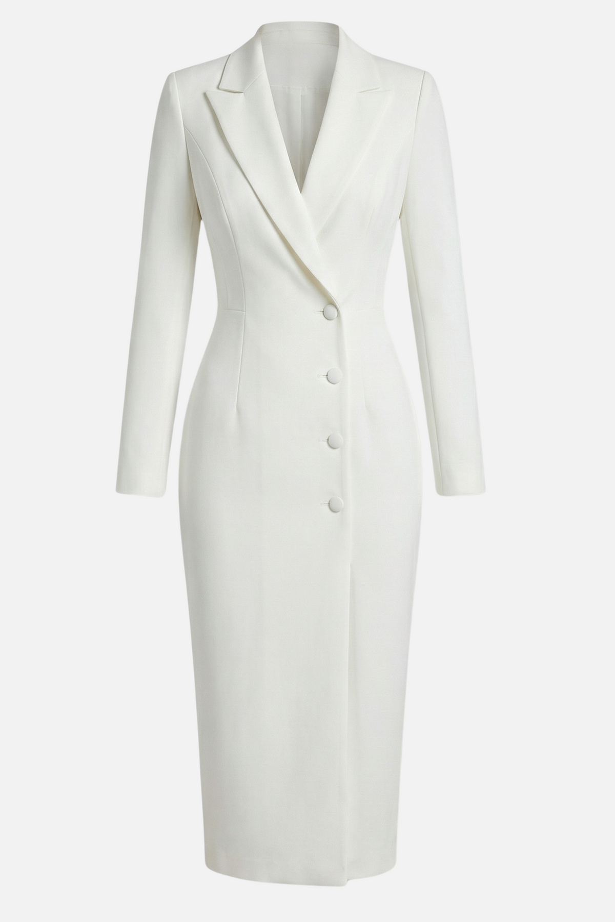 Dorothee | Strukturiertes Midikleid mit Ton-in-Ton-Knöpfen