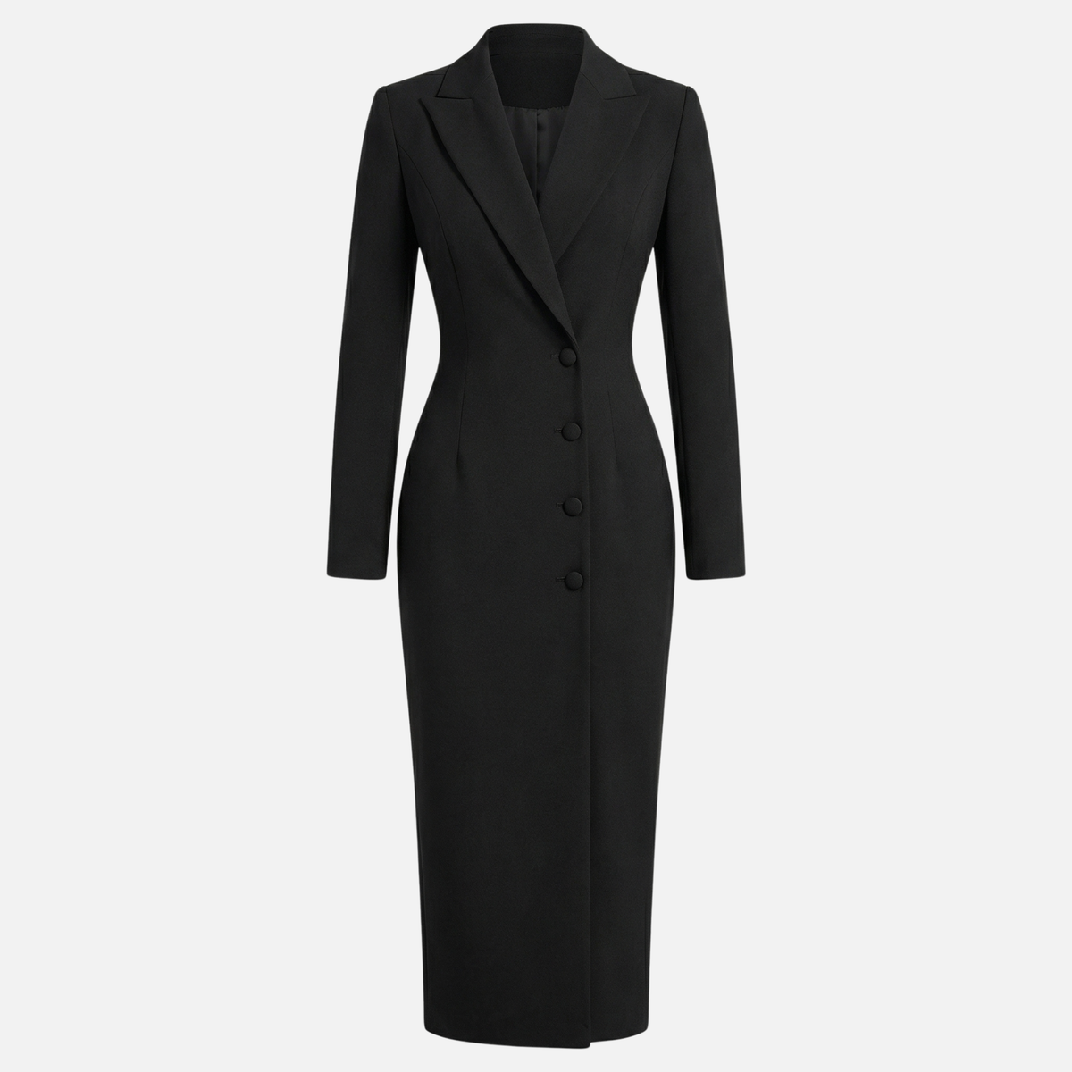 Dorothee | Strukturiertes Midikleid mit Ton-in-Ton-Knöpfen