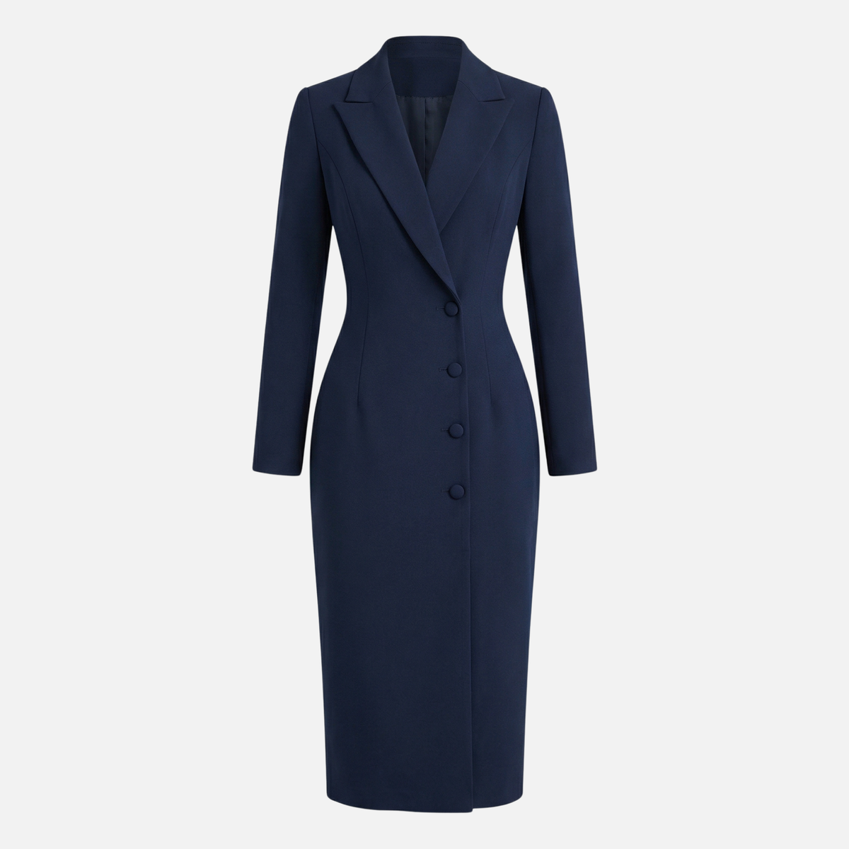 Dorothee | Strukturiertes Midikleid mit Ton-in-Ton-Knöpfen