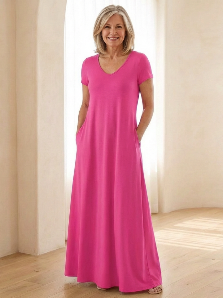 Samira | Maxikleid mit V-Ausschnitt und Taschen