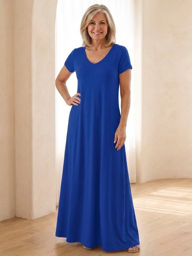 Samira | Maxikleid mit V-Ausschnitt und Taschen