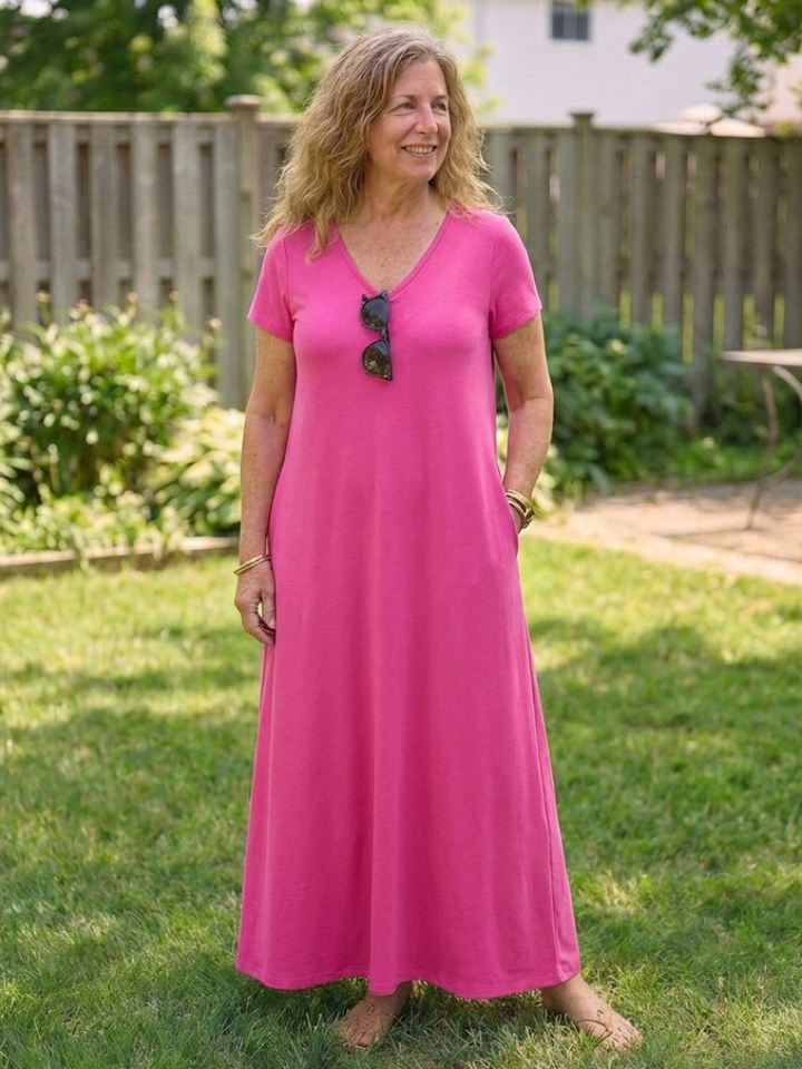 Samira | Maxikleid mit V-Ausschnitt und Taschen