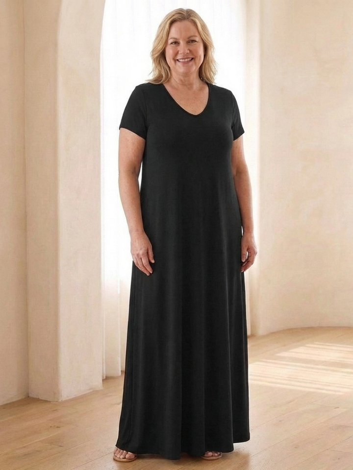 Samira | Maxikleid mit V-Ausschnitt und Taschen