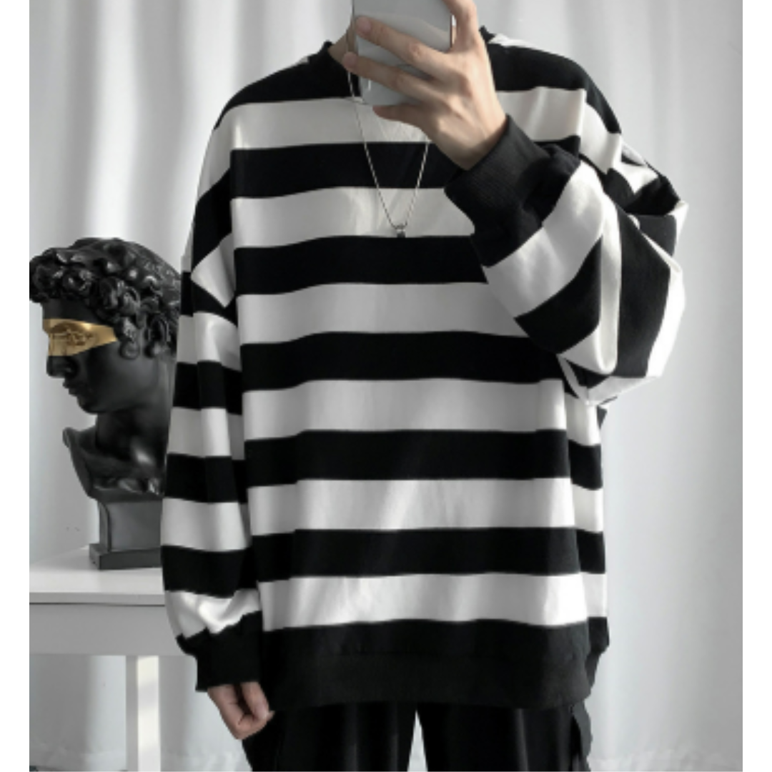 Monika | Oversize-Pullover mit breitem Streifenmuster