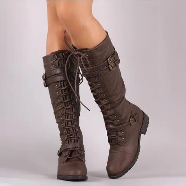 Alma | Schnürstiefel aus veganem Leder mit Schnalle