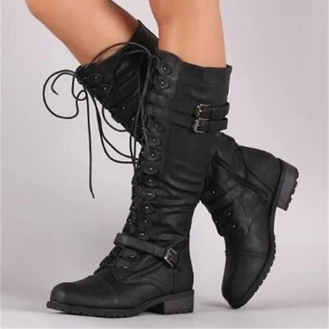 Alma | Schnürstiefel aus veganem Leder mit Schnalle