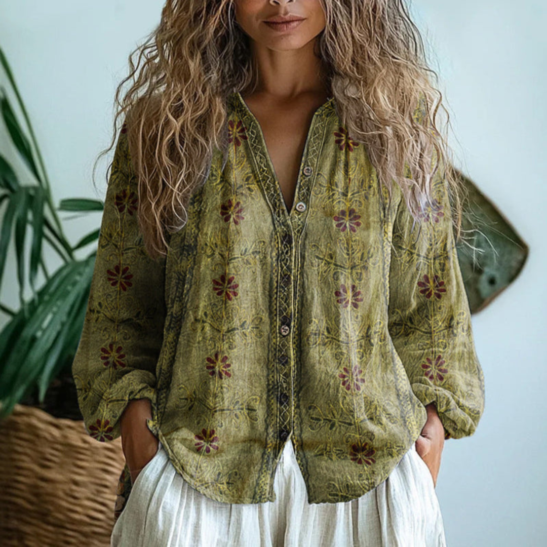 Ronja | Bestickte Bluse mit Blumenmotiven
